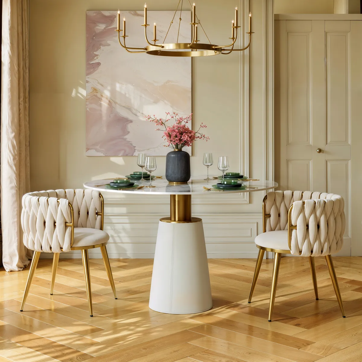 4-Piece Nordic Light Gray Barrel Back Dining Chair Round Accent with Velvet Upholstery — image 24
