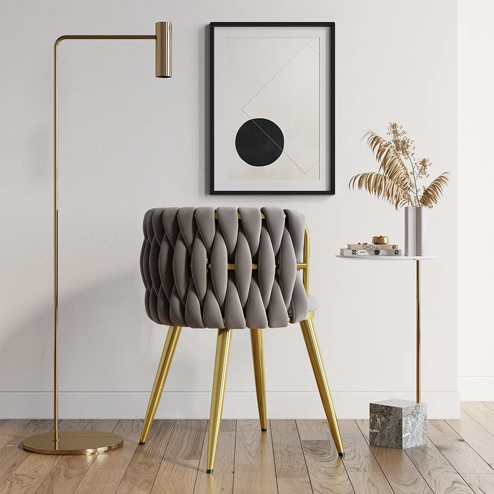 4-Piece Nordic Light Gray Barrel Back Dining Chair Round Accent with Velvet Upholstery — image 18