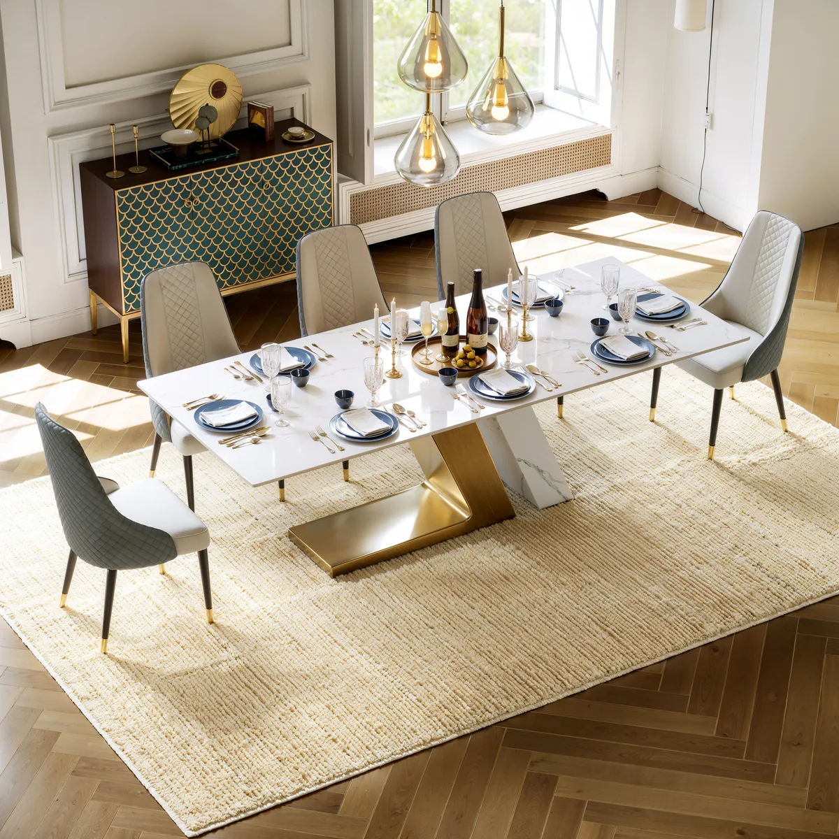 Diamic Black Faux Leather Dining Chairs with Upholstered — image 15