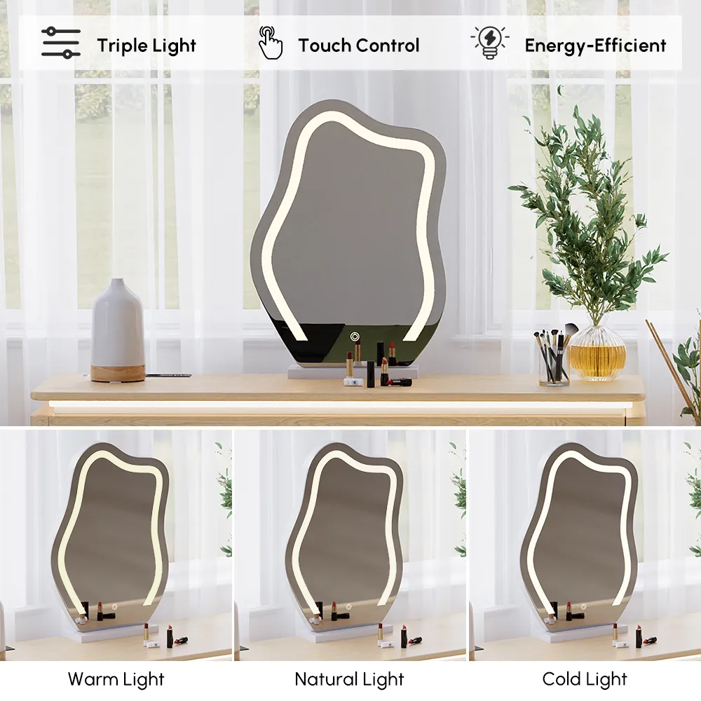 47" Smart Makeup Vanity Retractable Dressing Table with Mirror & Lights — image 16