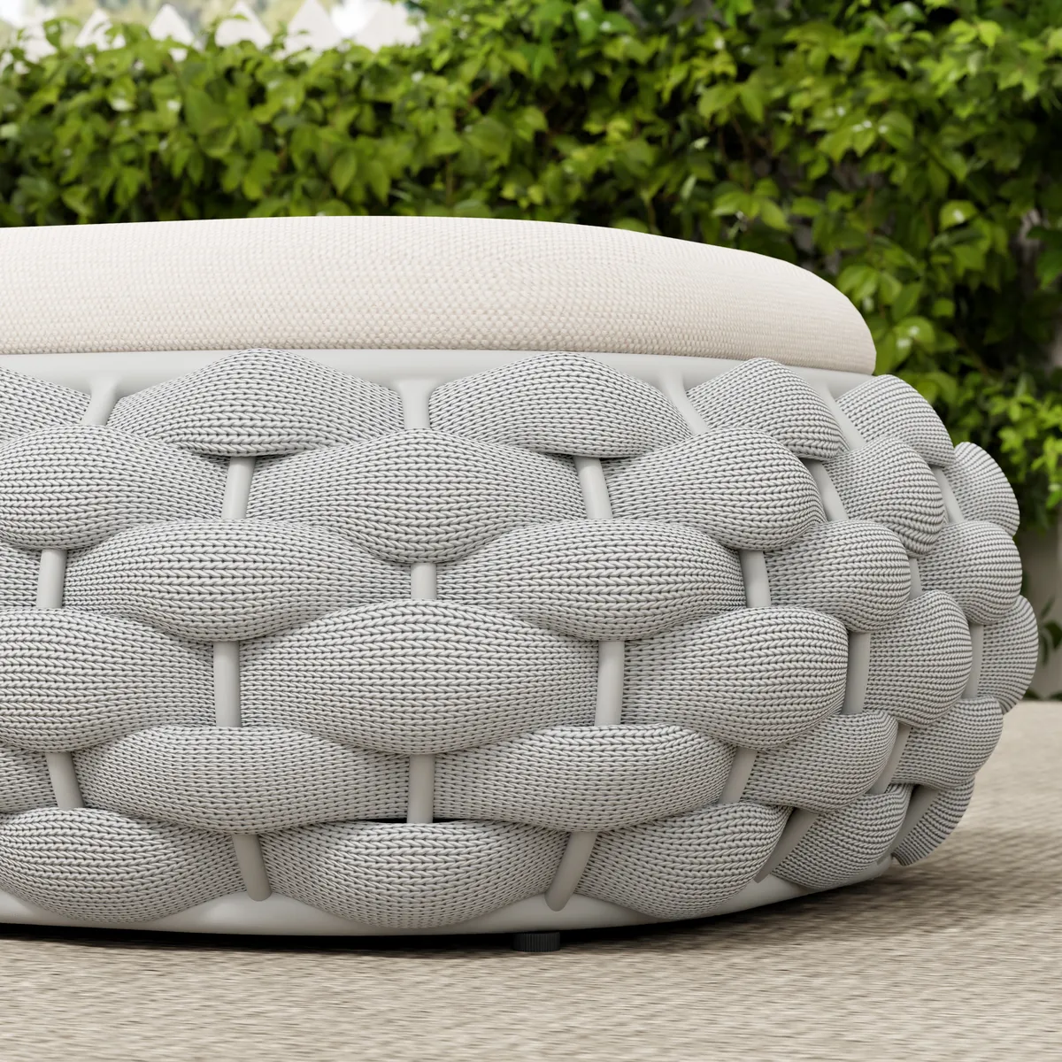 Cocaro Outdoor Storage Ottoman with Woven Rope in Light — image 17