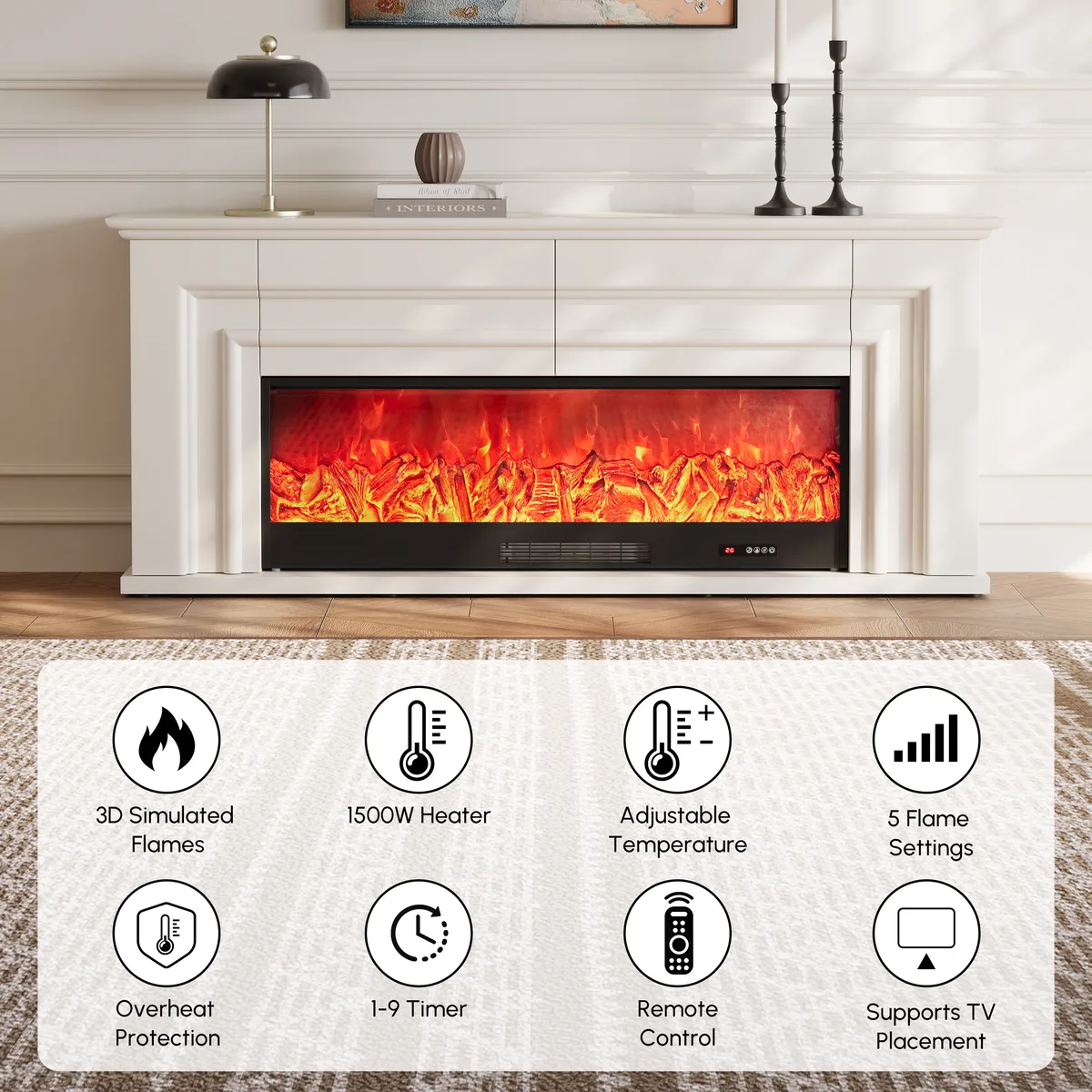 60" Electric Fireplace TV Stand with Remote Control — image 9