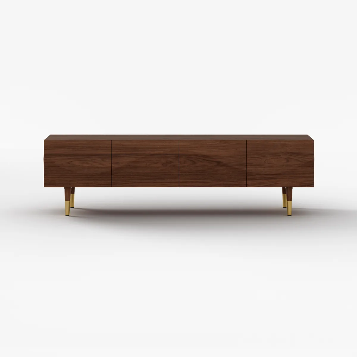 Lake Mid Century TV Stand with Wavy Design Walnut Storage 4 Drawers for TVs Up — image 8