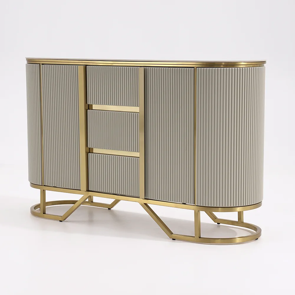 Modern Buffet Faux Marble Top Modern Sideboard with Stainless Steel Base — image 9