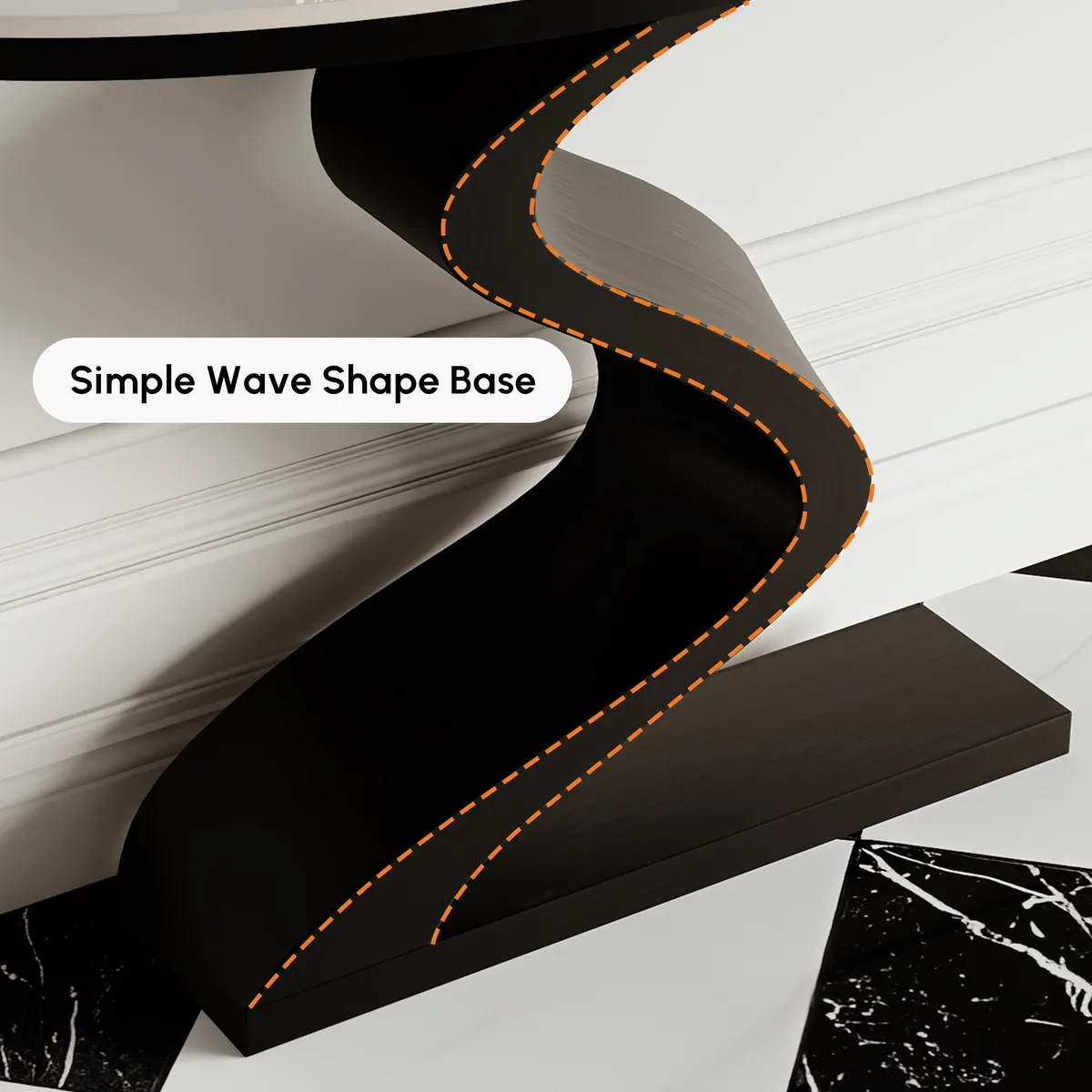 Curved Console Table with Sintered Stone Top Half Moon Shape Entryway Furniture — image 18