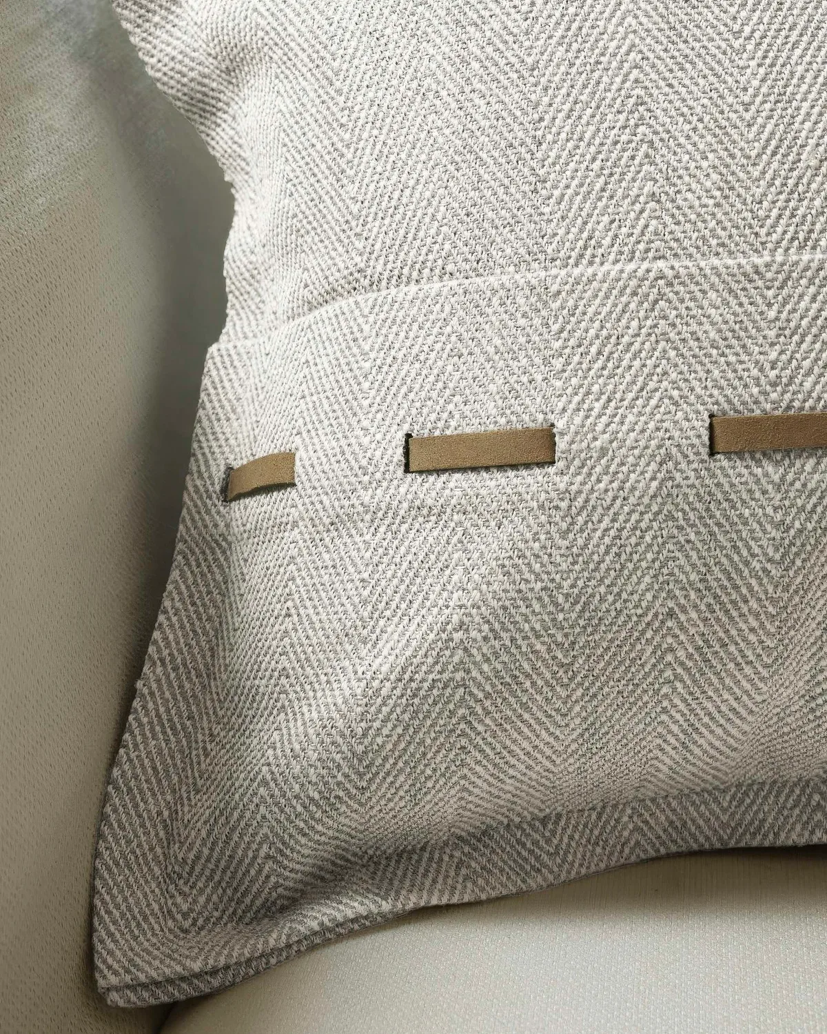 Cleo Textured Faux Leather Laced Throw Pillowcase — image 3