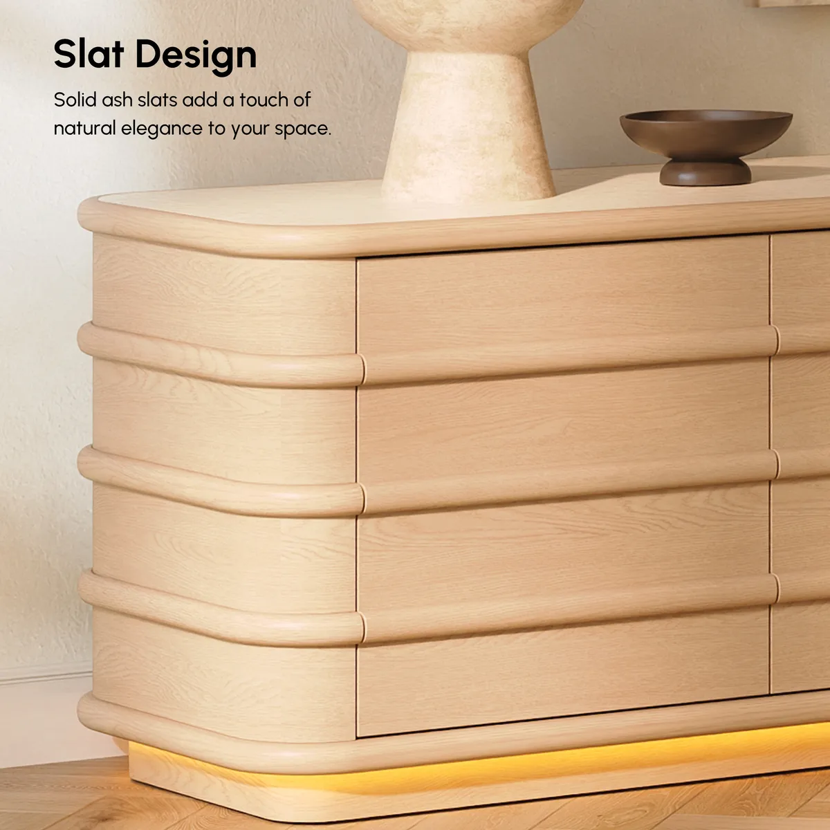 80" Ash Wood TV Stand with Sintered Stone Top — image 20