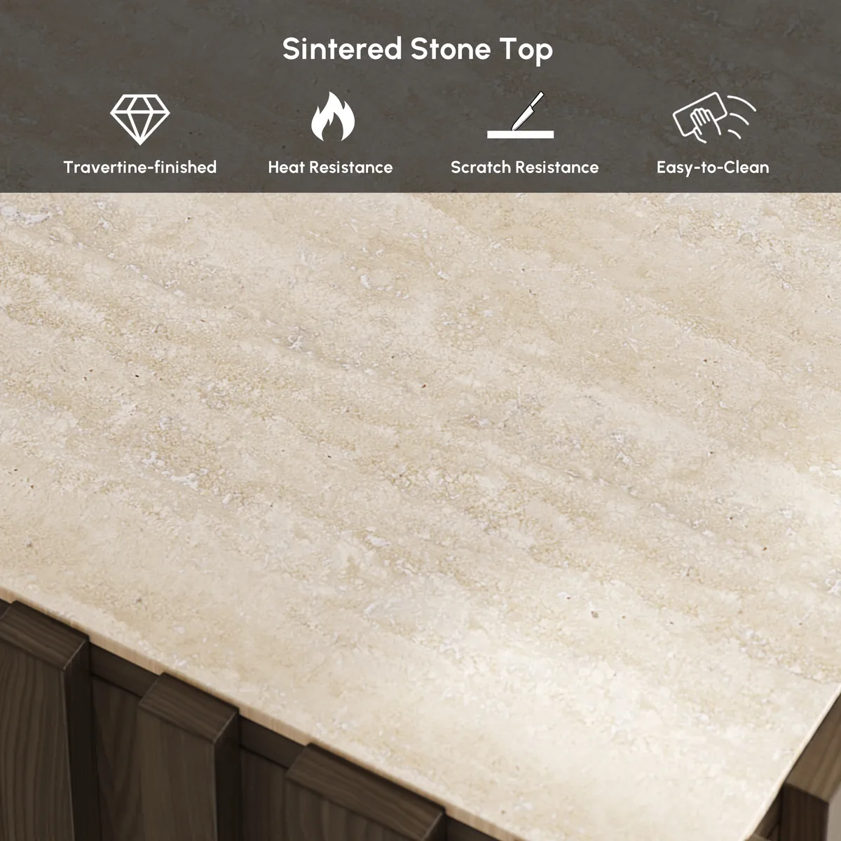 Aura Ash Wood Fluted Side Table with Sintered Stone Top — image 27