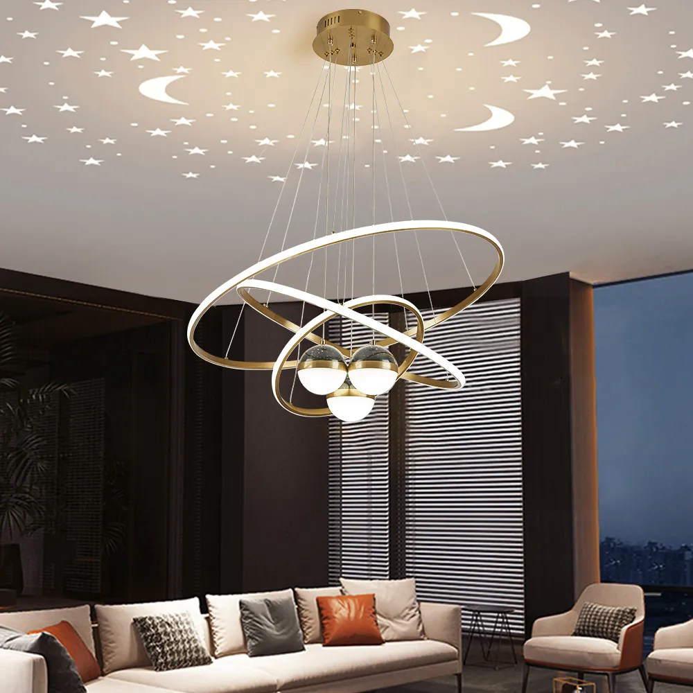 24" 5-Light LED Chandelier with Starry Projection, Dimmable & Adjustable — image 23