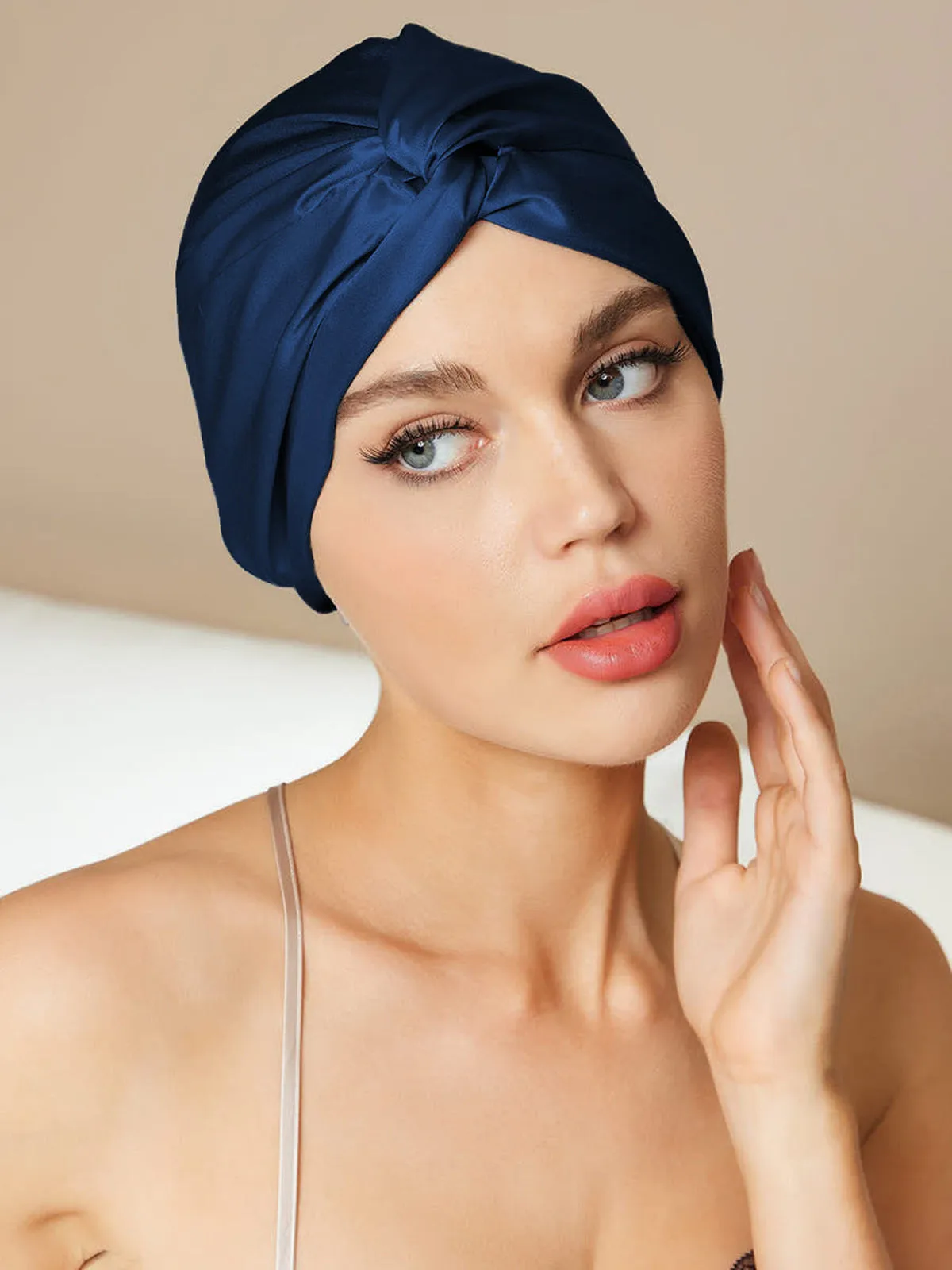 100% Mulberry Silk Turban for Sleeping Knot-Front Hair Wrap — image 7