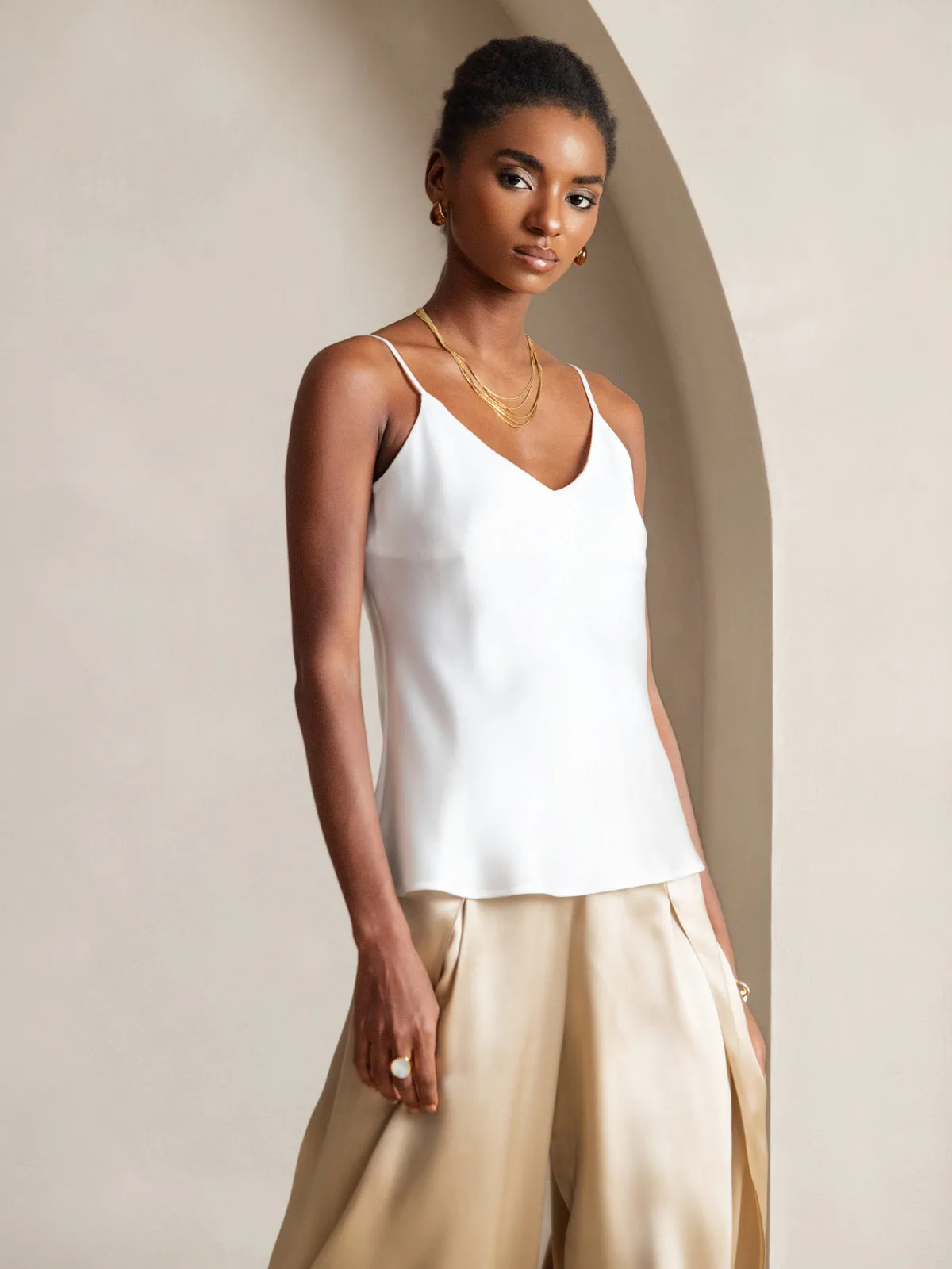 100% Mulberry Silk Spaghetti Strap V Neck Camisole Top — image 5