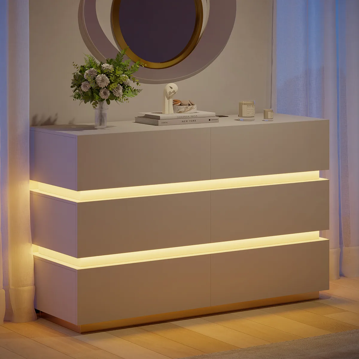 Lumio 47" LED 6-Drawer Dresser with Charging Station — image 2
