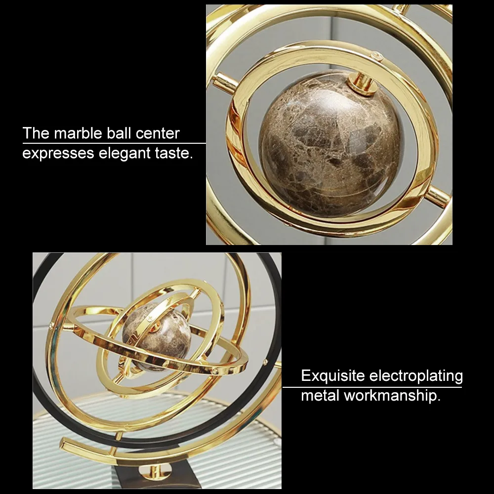Modern Sculpture Decor Abstract Art Decoration Metal Globe Ornament Living Room Decor with Rectangle Stand — image 8