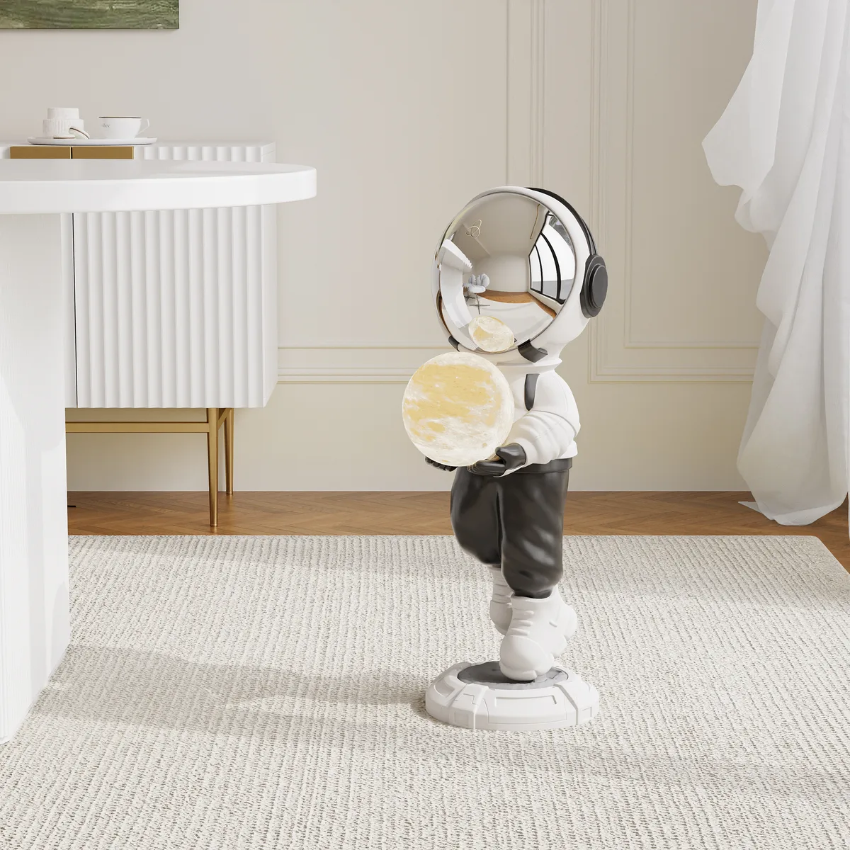 28.8" Astronaut Floor Sculpture Figurine Ornament Art Decor with Ball Lamp USB Charging — image 5