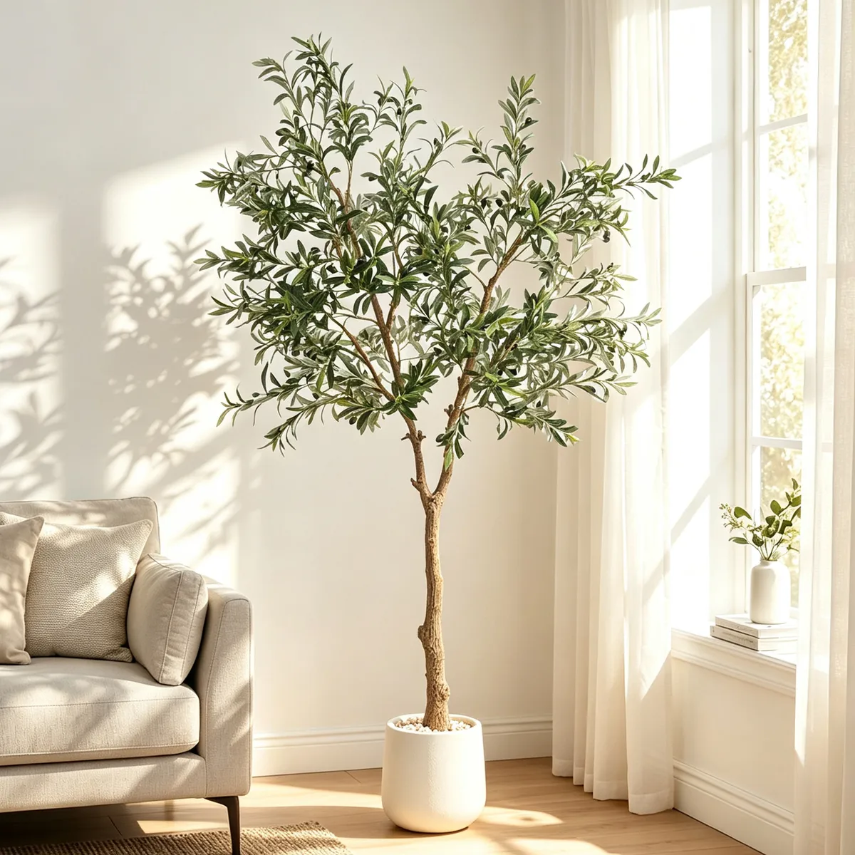 6 ft. Artificial Olive Tree with Planter and Decorative Pebbles — image 11