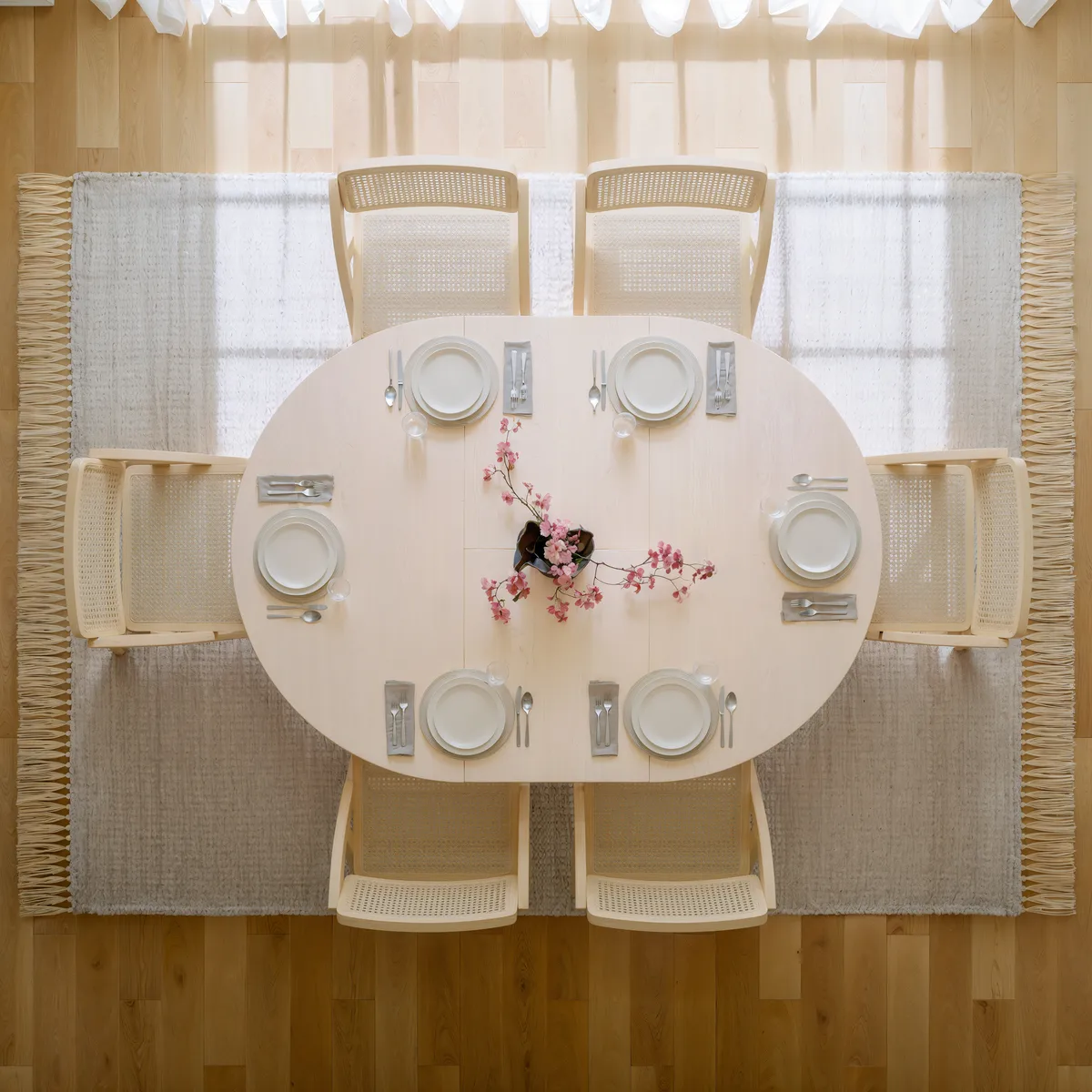 Japandi 39"-55" Extendable Dining Table for 6 White Oval&Round Table Pedestal — image 17