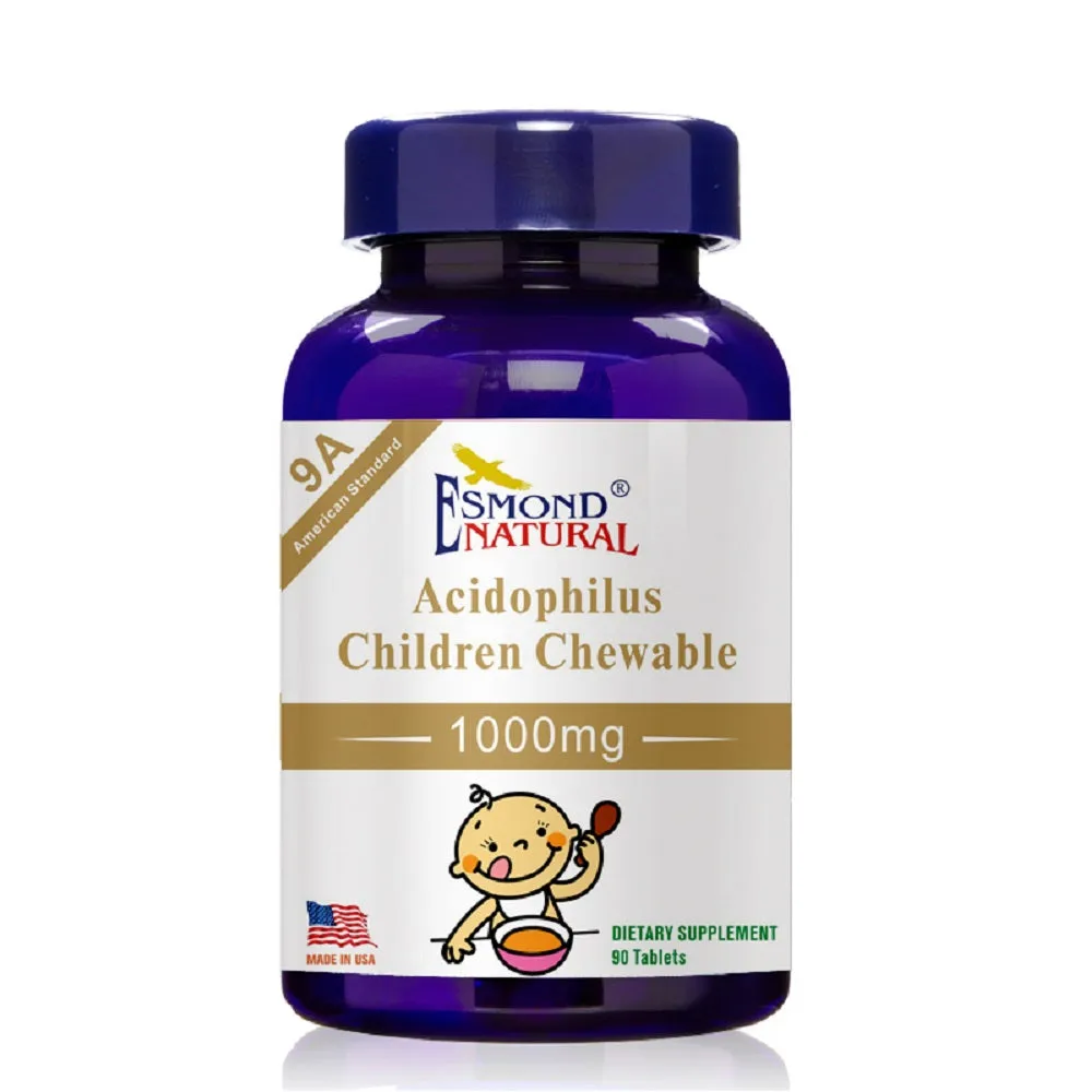 Acidophilus Children Chewable (9A American Standard), USA, FDA, GMP, NPAC-1000mg, 90 Tablets