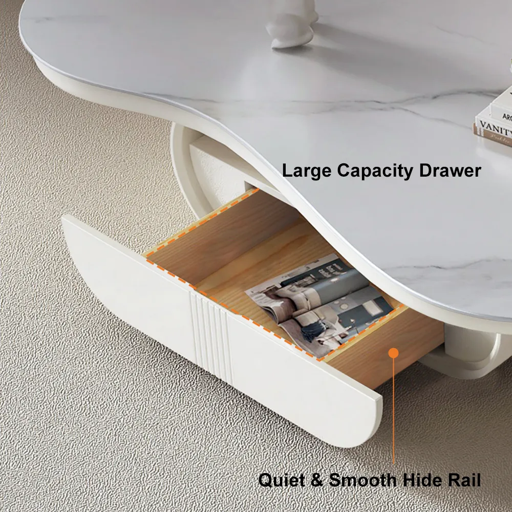 Cloud Coffee Table Wood Irregular Sintered Stone Top — image 19