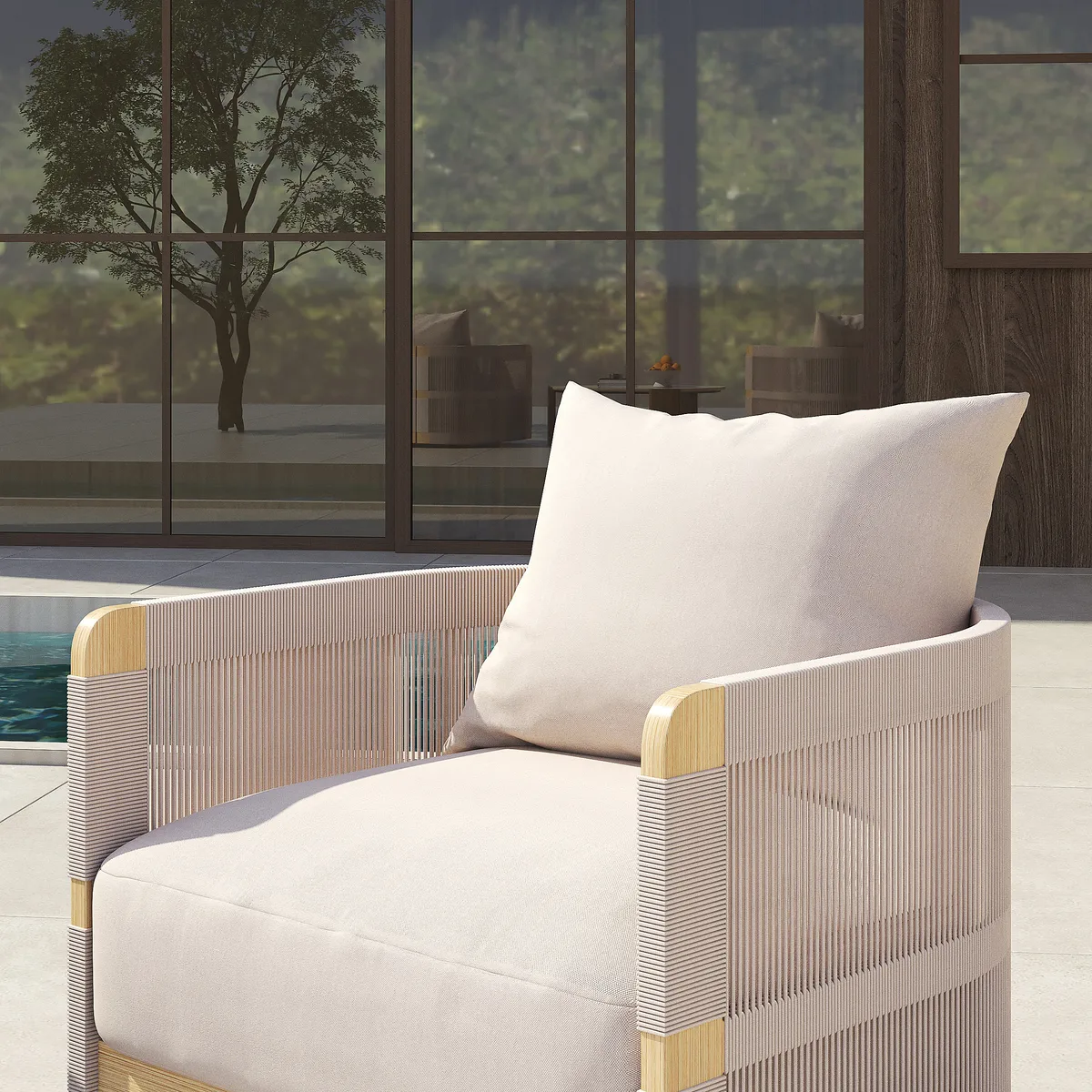 Costra Outdoor Aluminum & Rope Weave Swivel Lounge Chair — image 23