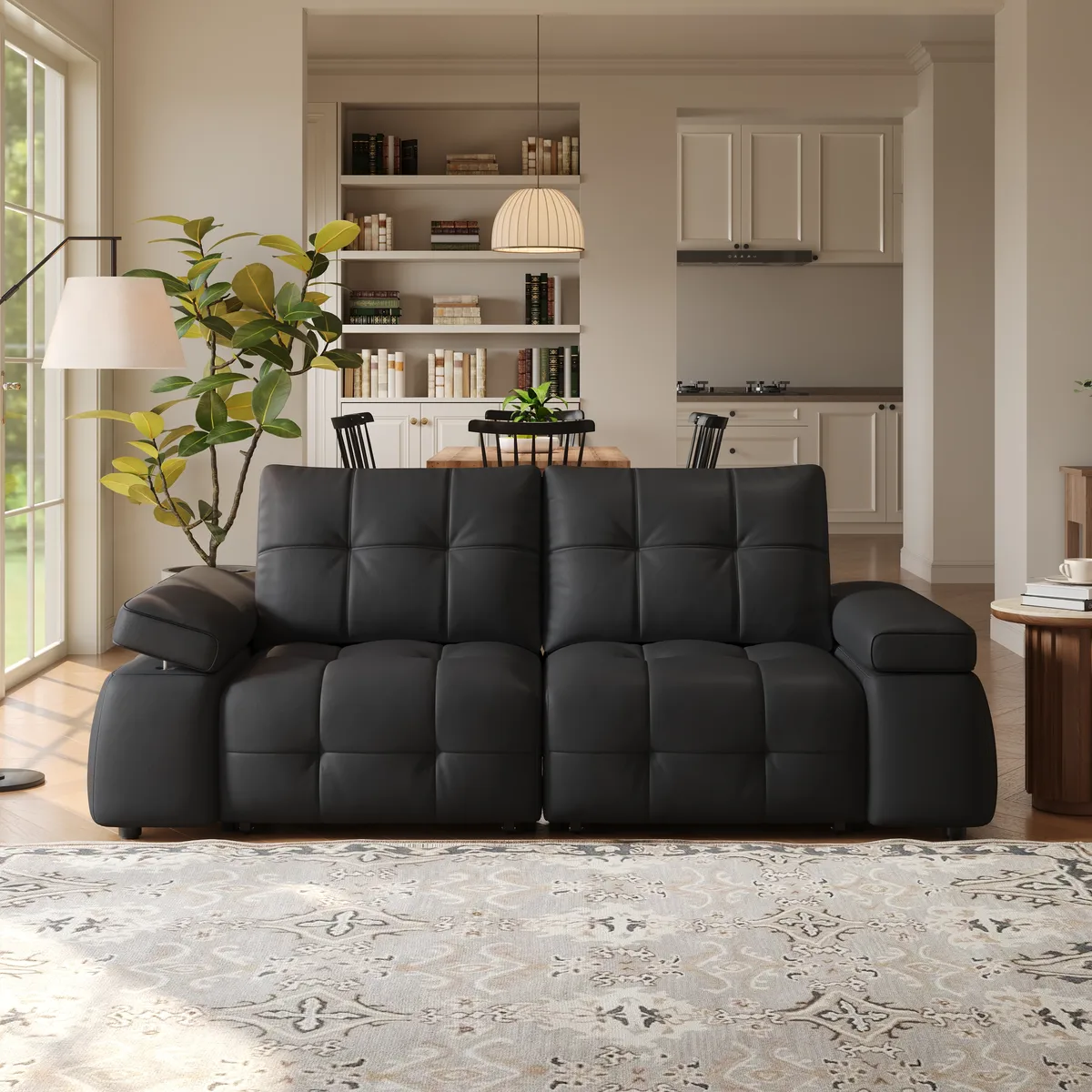 95" 2-Seater Genuine Leather Power Convertible Sleeper Sofa with Adjustable Armrests — image 22