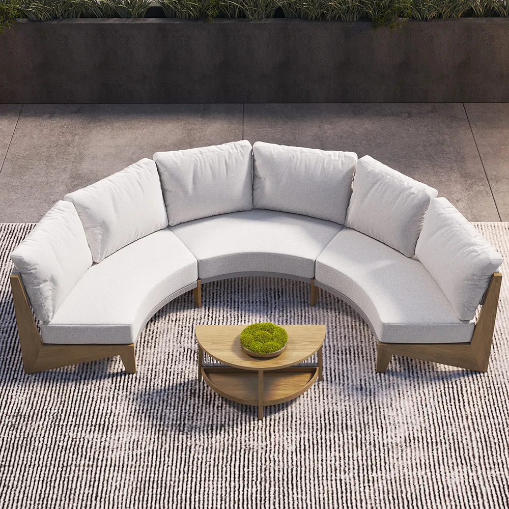 8 Pieces Farmhouse Curved Modular Outdoor Patio Sectional Sofa Set with Coffee Table — image 9