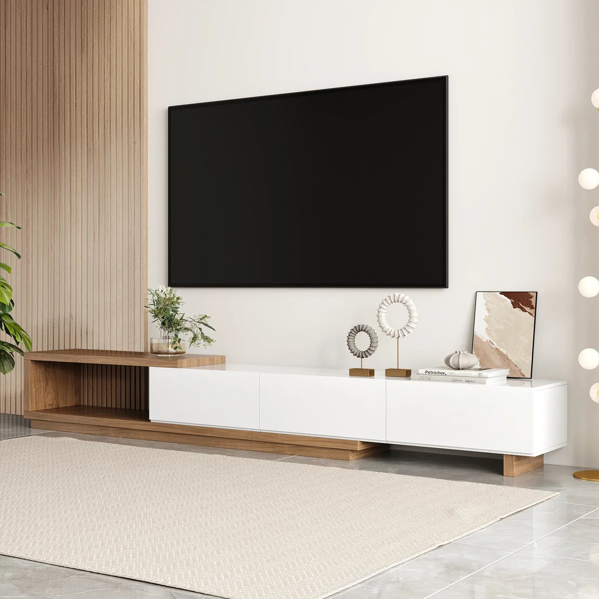 Living Room Cabinet Set Extendable TV Stand & Retracted Coffee Table Set — image 5