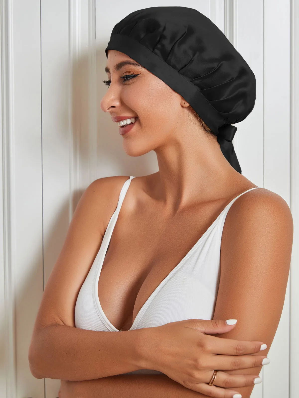 100% Mulberry Silk Sleep Cap for Hair Protection, Anti-Frizz Night Bonnet — image 5
