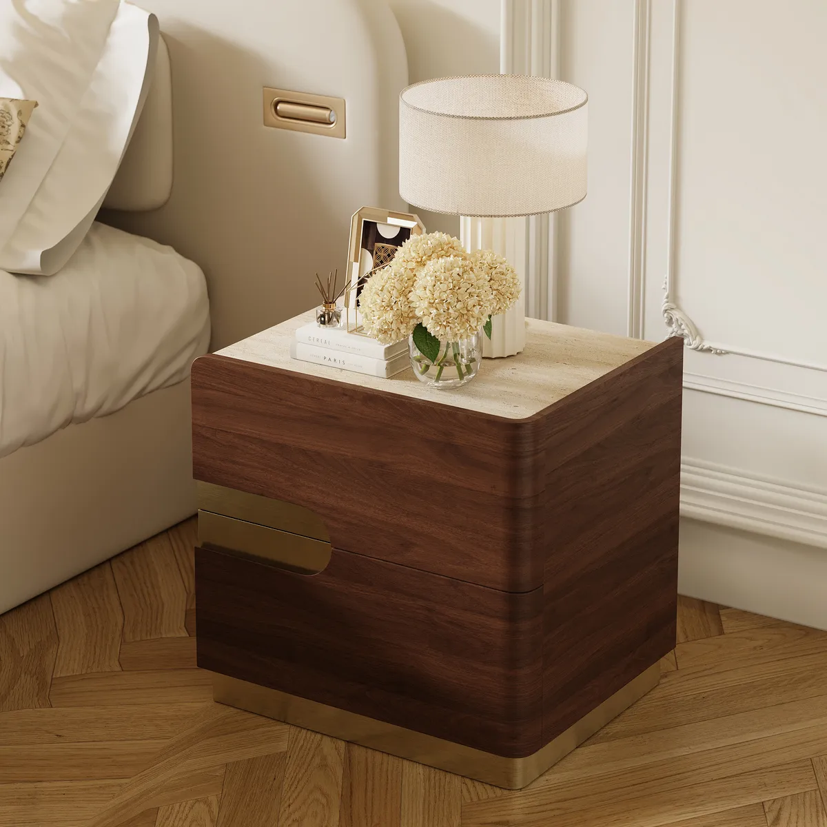 20" Smart 2-Drawer Nightstand with Sintered Stone Top & Charging Station — image 29