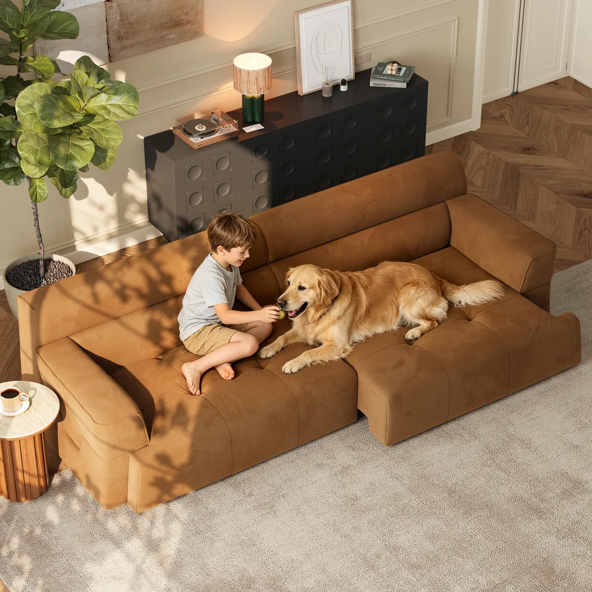 121" Performance Velvet Power Convertible Sleeper Sofa — image 3