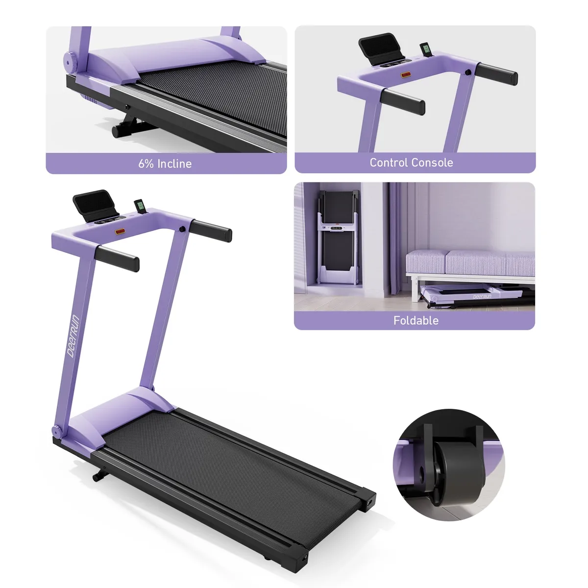 All-New 2026 A1 Pro Move+ 6% Incline Foldable Treadmill——Upgraded Chip & NFC Support | 350Lbs, 10mph Dreamy Violet — image 3