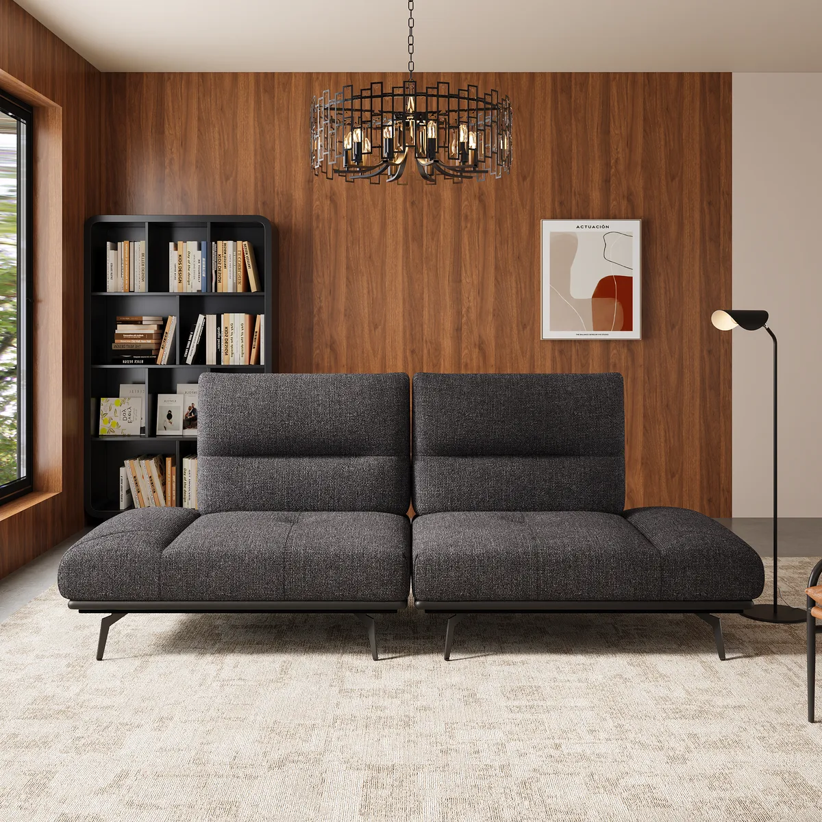 2-Piece Yarn-Dyed Fabric and Faux Leather Reclining Sectional Sofa — image 14