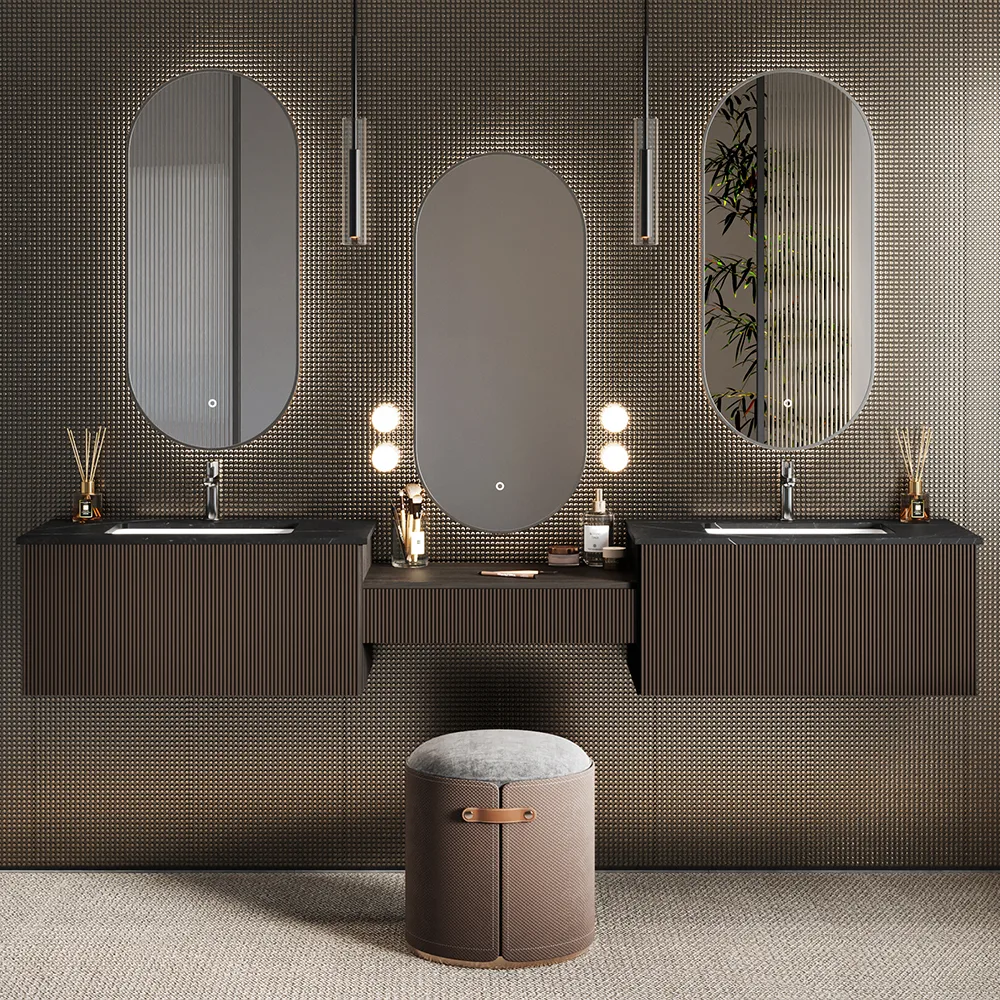 85" Modern Floating Bathroom Vanity Set with Double Sinks & Makeup Table — image 4