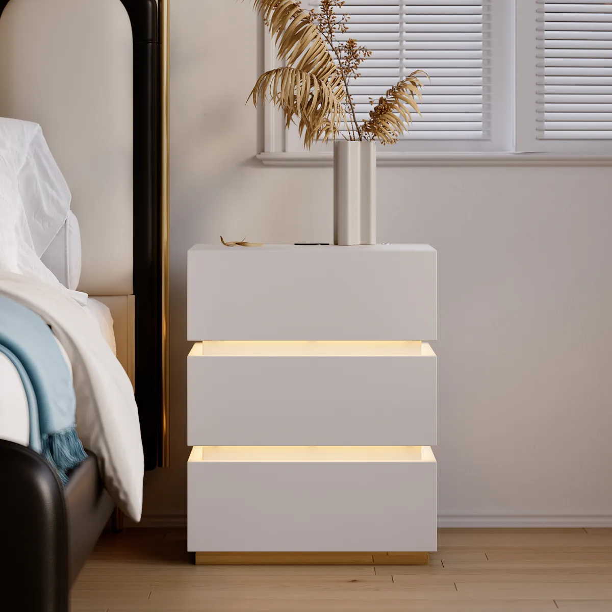 Bedroom Nightstands & Vanity Desk Set 2 LED — image 15