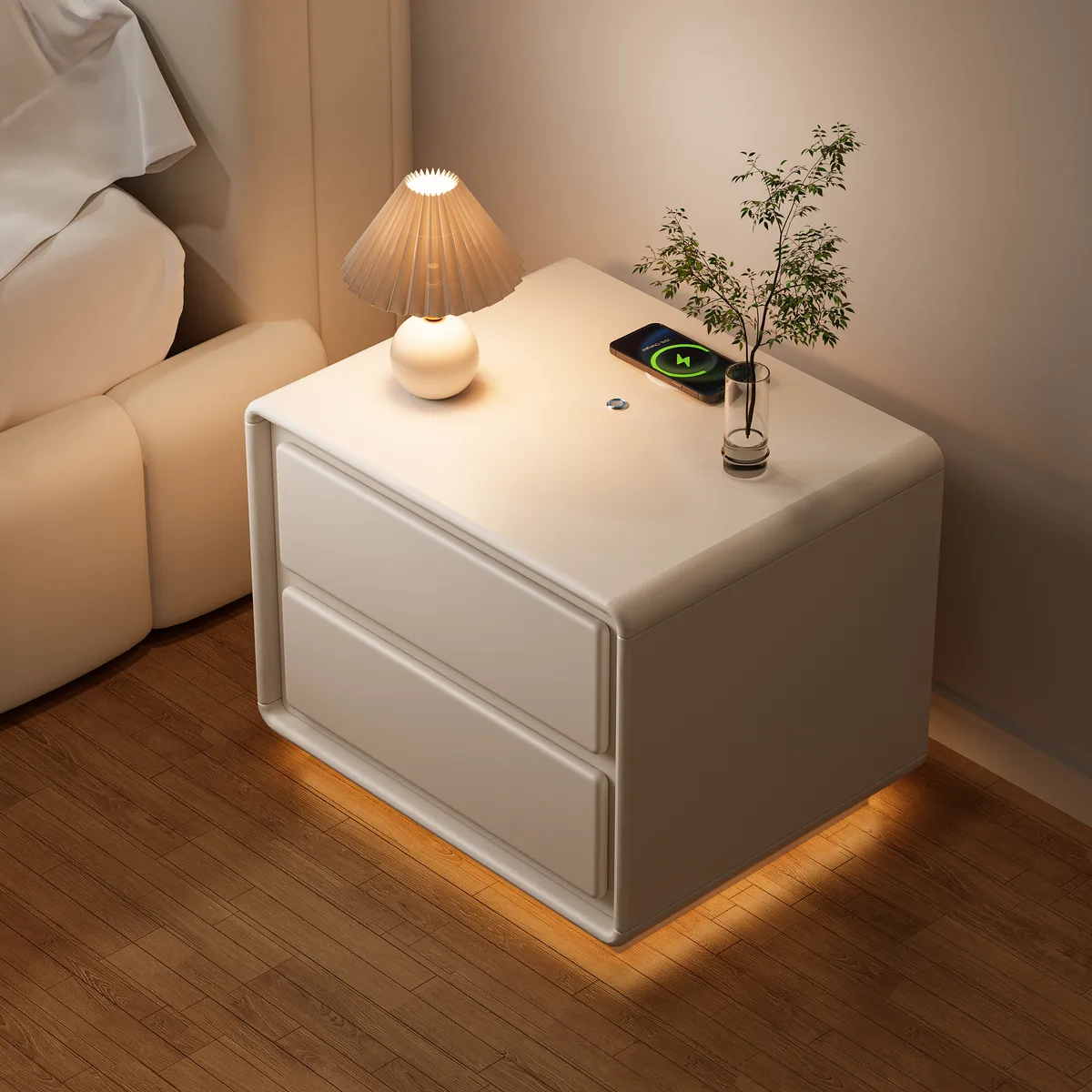 Haloa Walnut 3-Drawer LED Nightstand with Charging Station — image 23