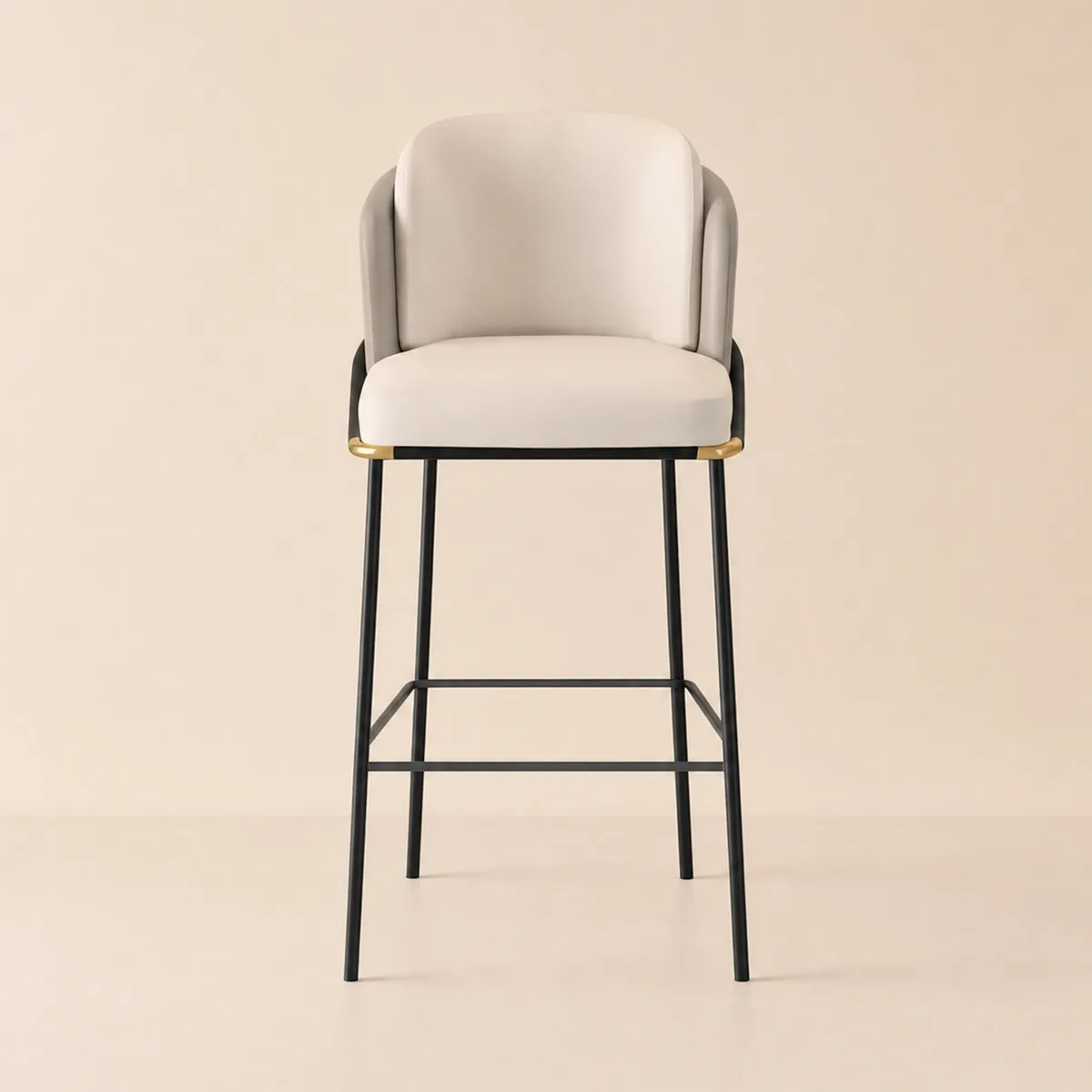 Modern PU Leather Counter Stool Black with Back & Footrest — image 24