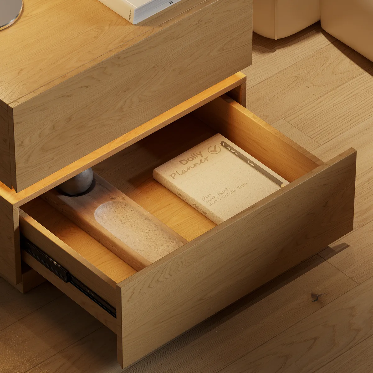 Smart 3-Drawer Nightstand with Charging Station Bedside Table with Light — image 26