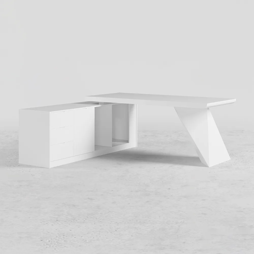 Modern White L-Shape Executive Left Hand Desk & Office Chair Set (70.9'') — image 15