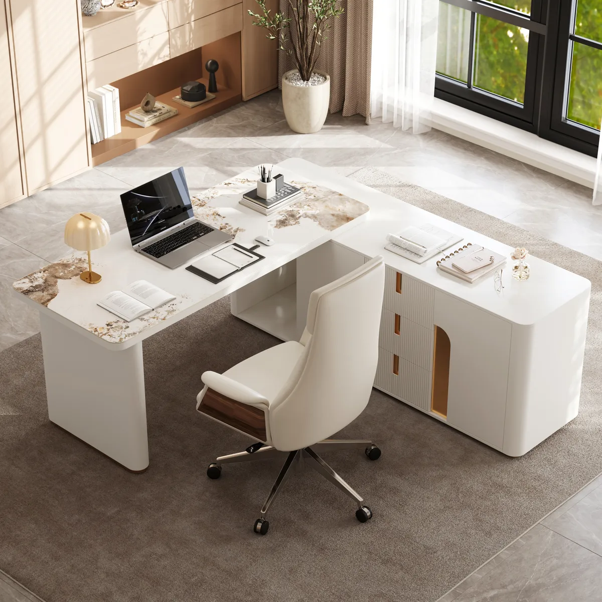 Artis 71" L-Shaped Sintered Stone Top Executive Desk with Right Hand Return — image 2
