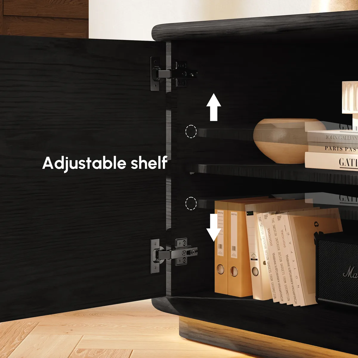 80" Ash Wood TV Stand with Sintered Stone Top — image 11