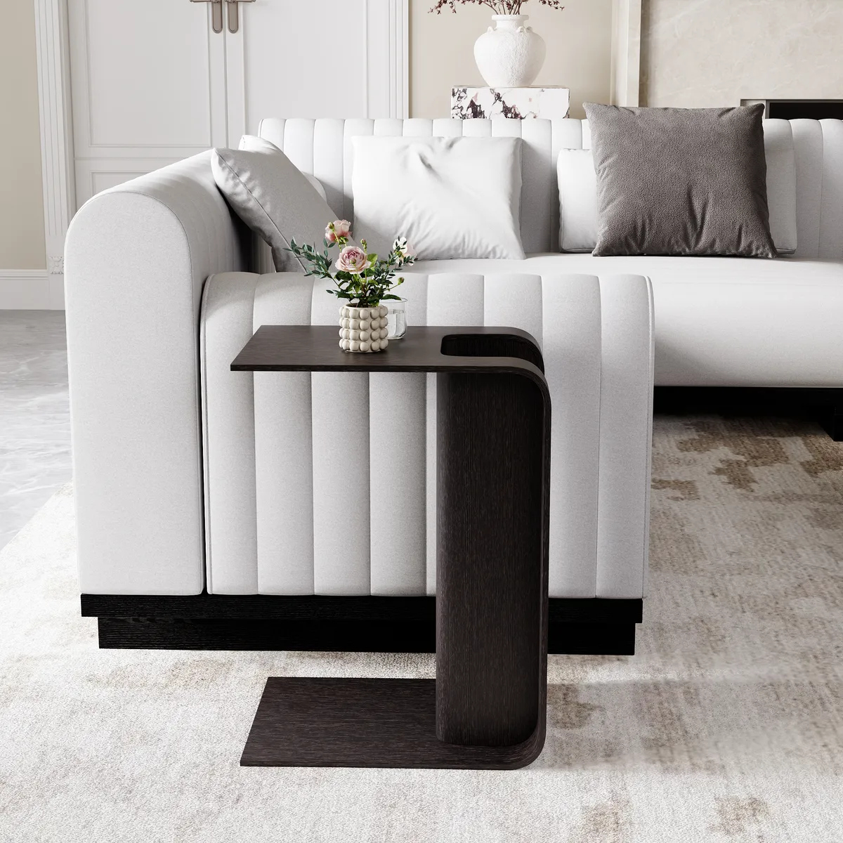 Oak Wood C-Style End Table — image 14