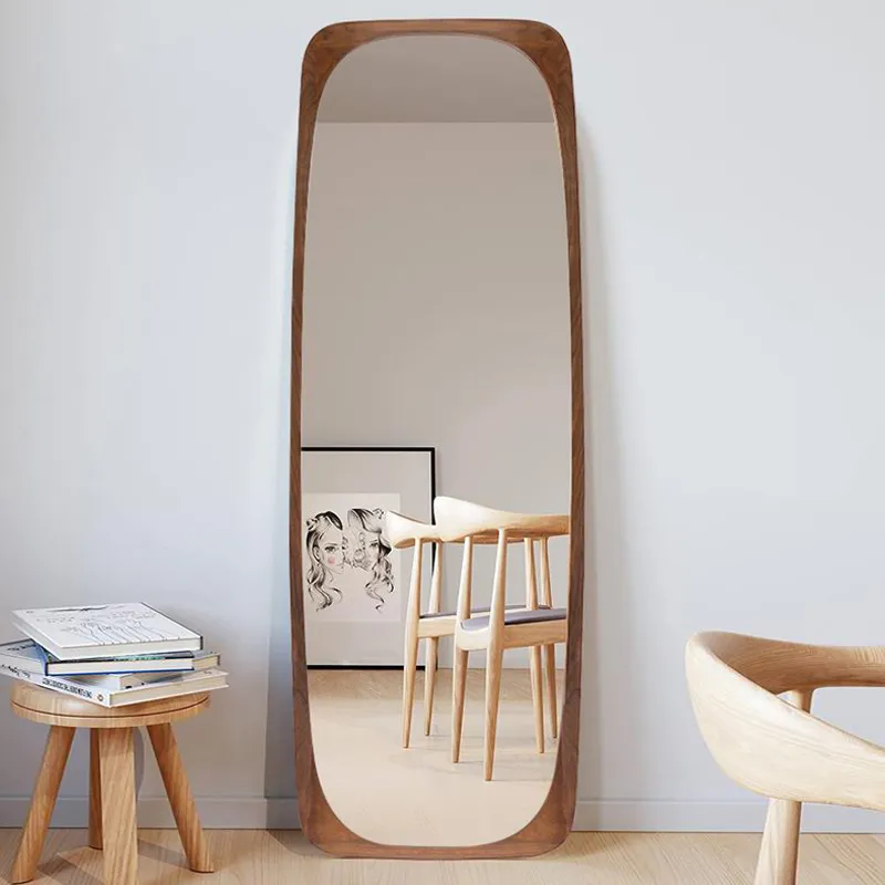 Mid-Century Rectangle Full Length Floor Mirror Wood Frame 69"x 20" Leaning Mirror — image 3