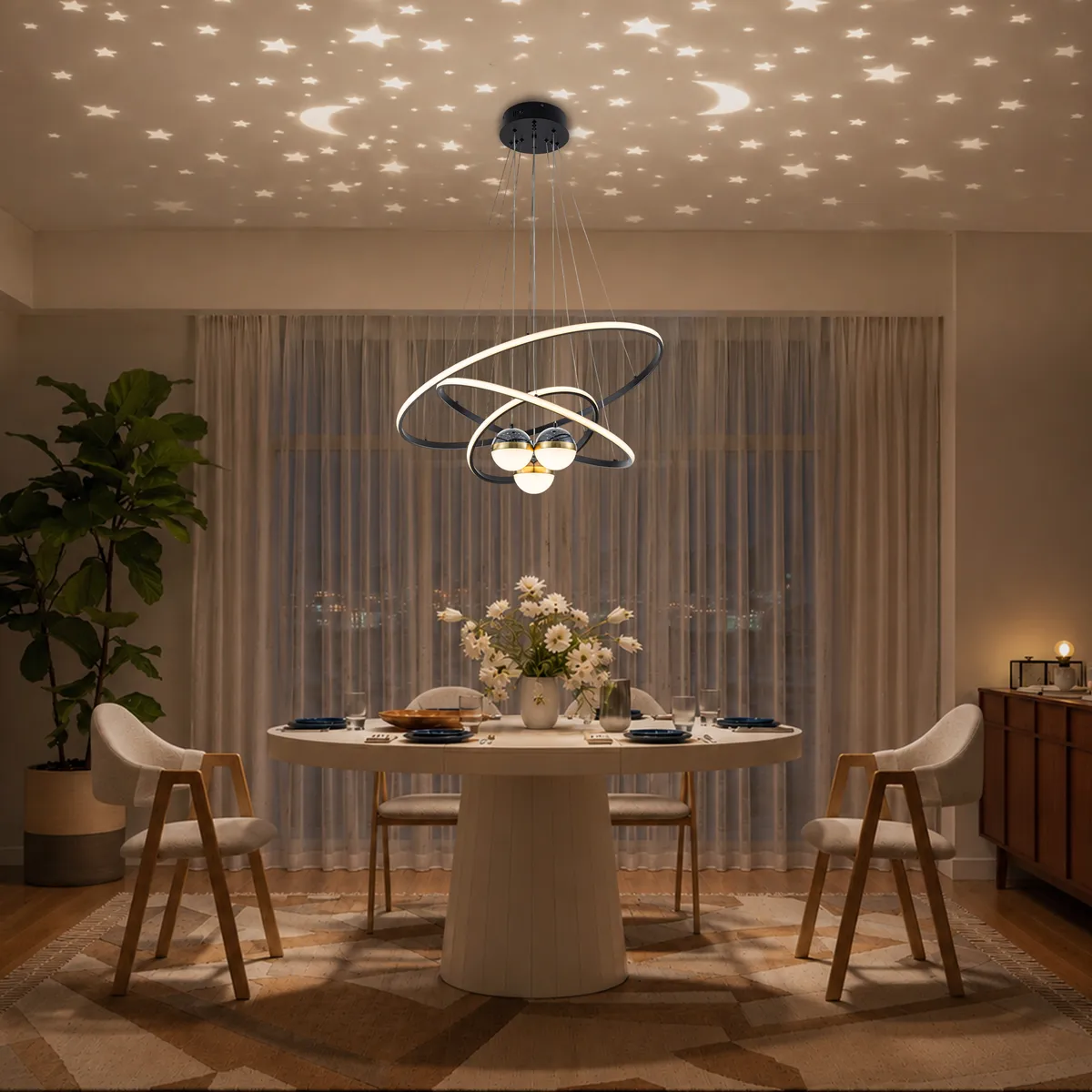 24" 5-Light LED Chandelier with Starry Projection, Dimmable & Adjustable — image 13