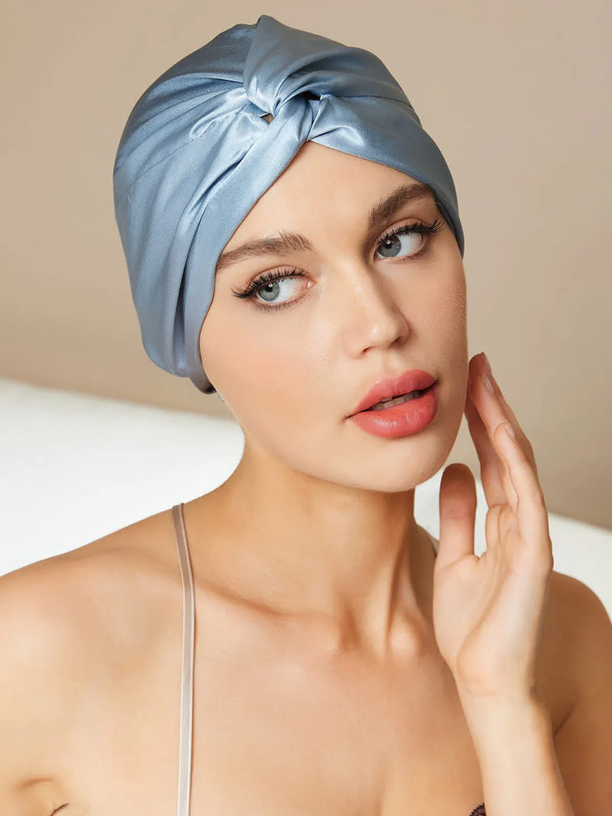 100% Mulberry Silk Turban for Sleeping Knot-Front Hair Wrap — image 3