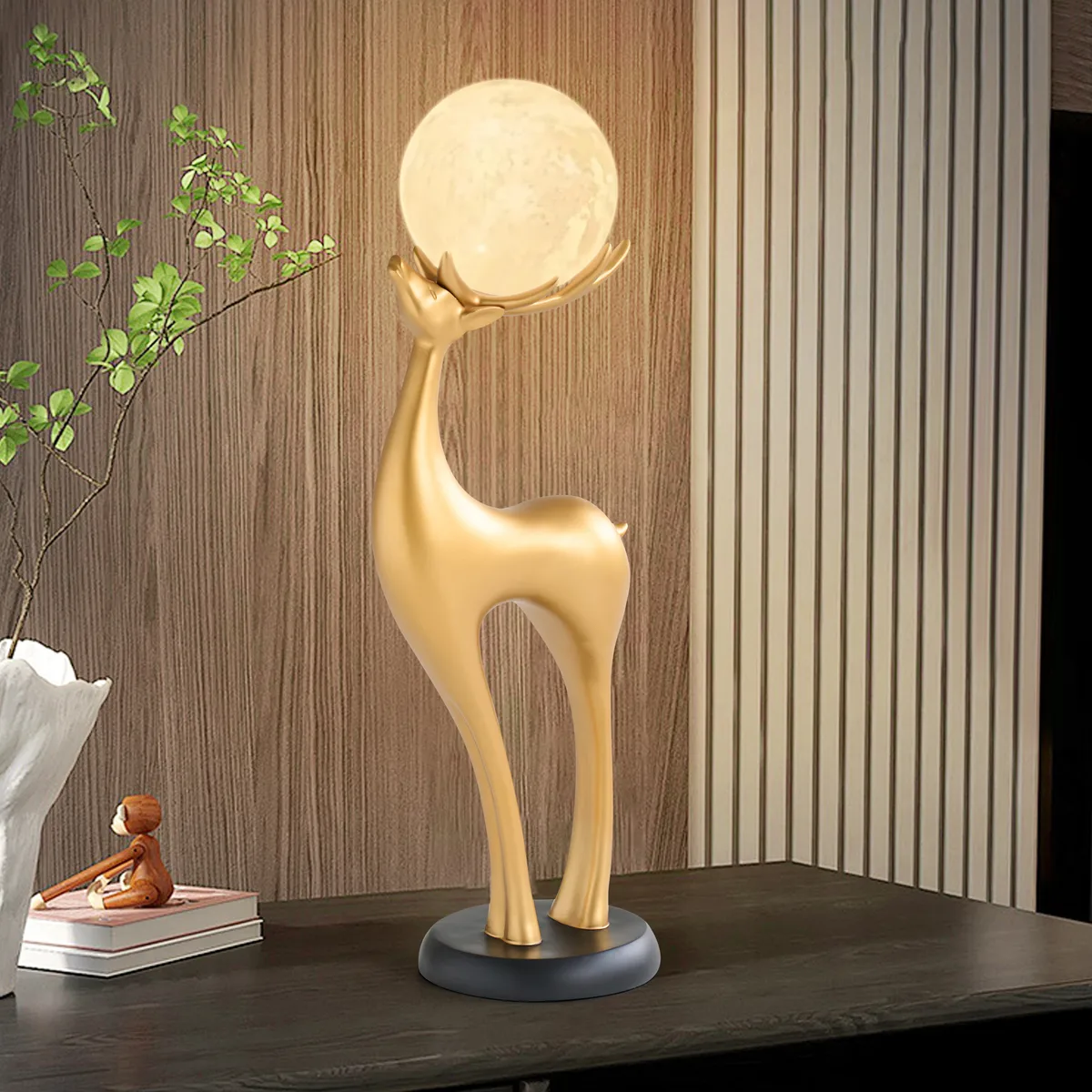 Modern Resin Deer Floor Lamp with Remote Control – 30" Tall with Light-Up Ball — image 8
