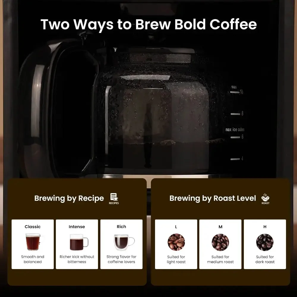 GEVI 10-Cup Drip Coffee Maker Machine with Grinder and LED Touchscreen DCMF0 — image 5