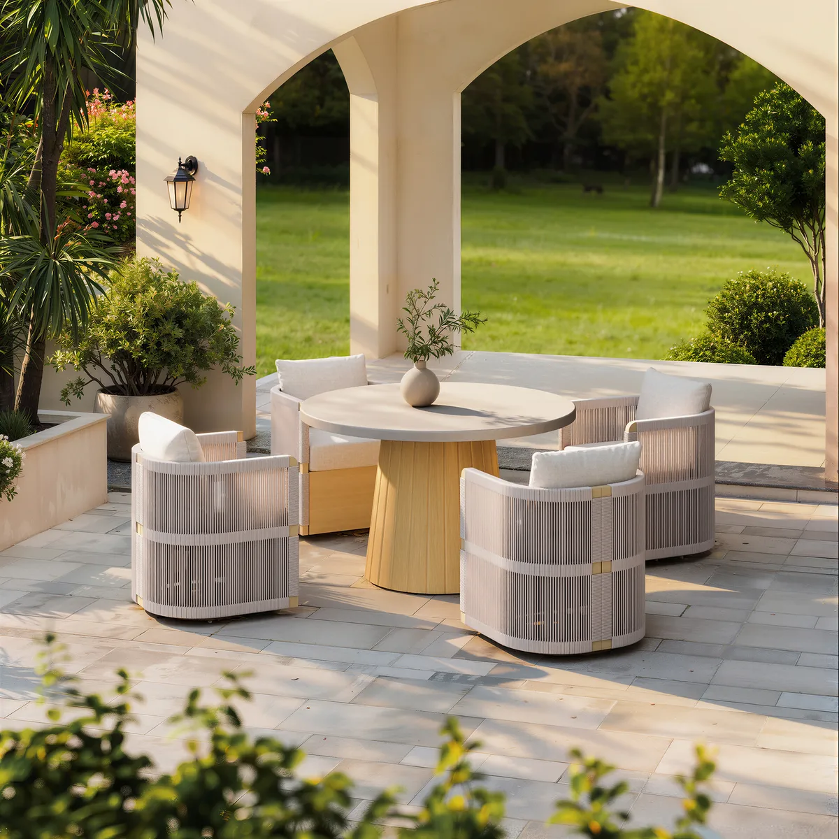 48" Concrete & Aluminum Coastal Style Outdoor Dining Table — image 5
