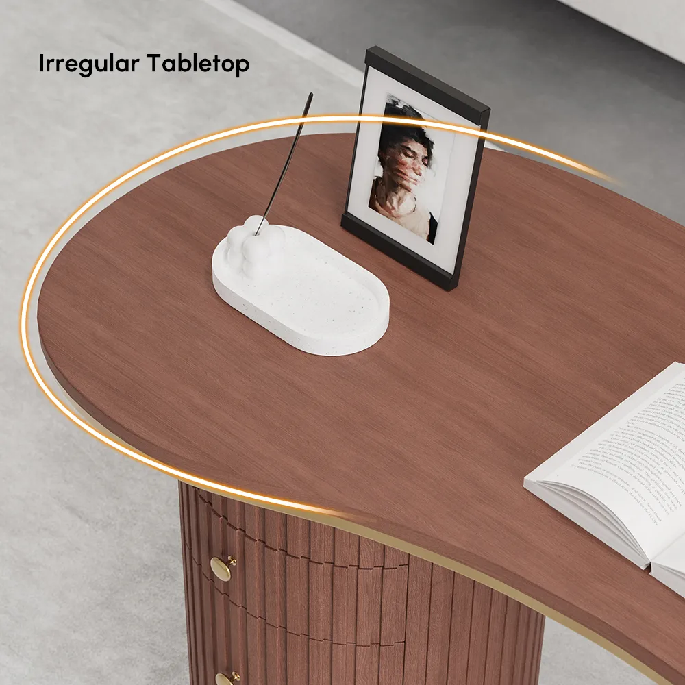 Matte Black Curved Wooden Office Desk & Adjustable Swivel Executive Chair — image 19