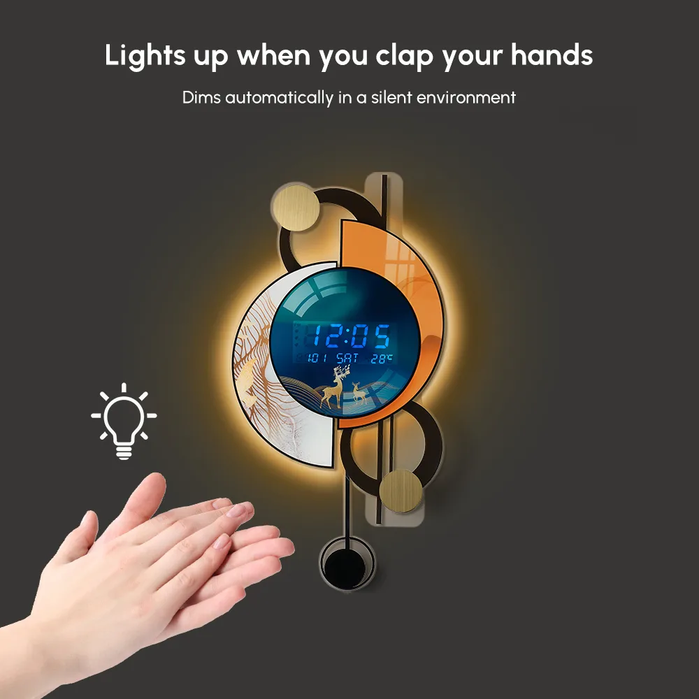 26" LED Silent Wall Clock with Voice-Activated & Dual Power Supply — image 6