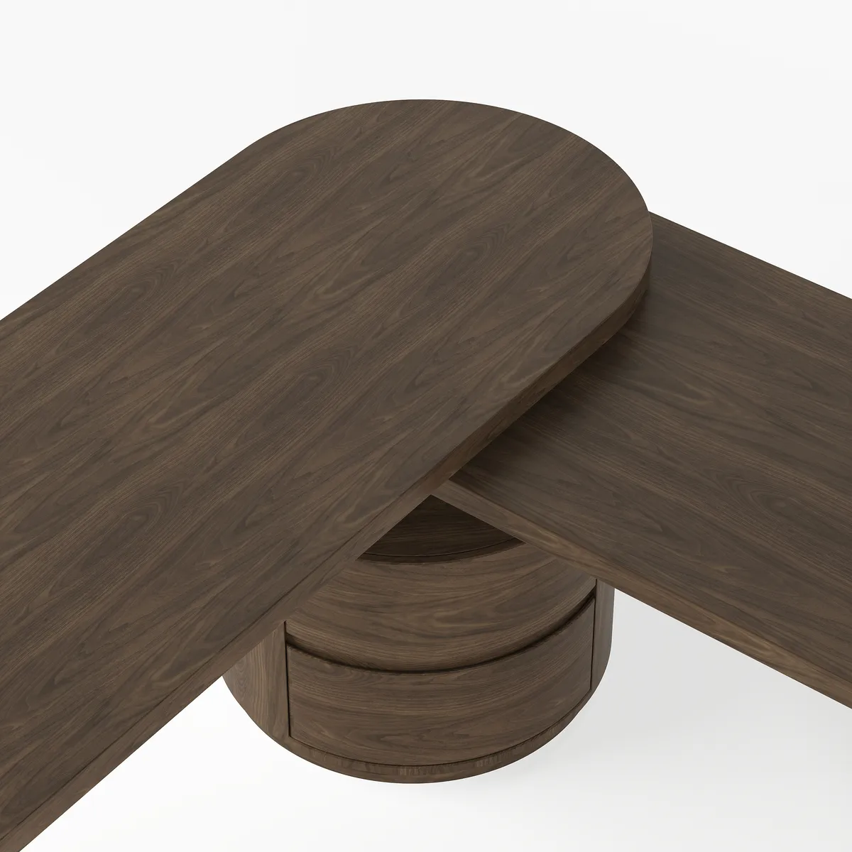 Modern 60" L-Shaped Walnut Office Desk with Drawers, Rotating Design — image 19