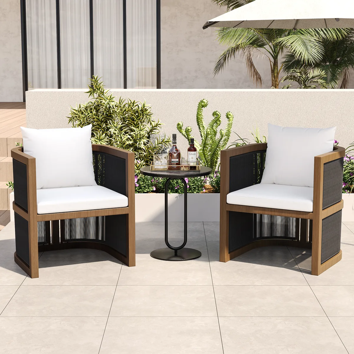 Wevara 2 Pieces Modern Aluminum & Ropes Outdoor chairs — image 13
